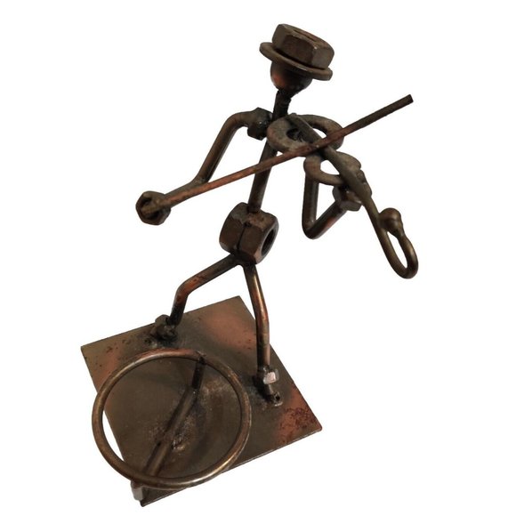 Violin Player Metal Nuts and Bolts Musician Figurine Candle Holder? 4x3.5x5" - Picture 7 of 12